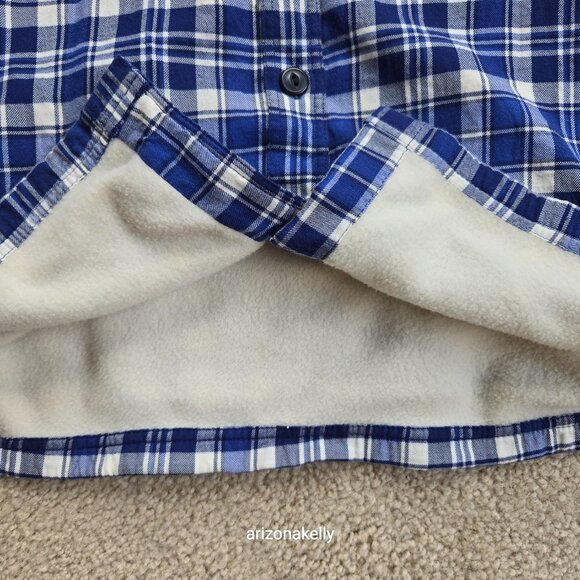 L.L. Bean Fleece Lined Cotton Plaid Shirt RUNS BIG XXS Blue - Picture 9 of 10